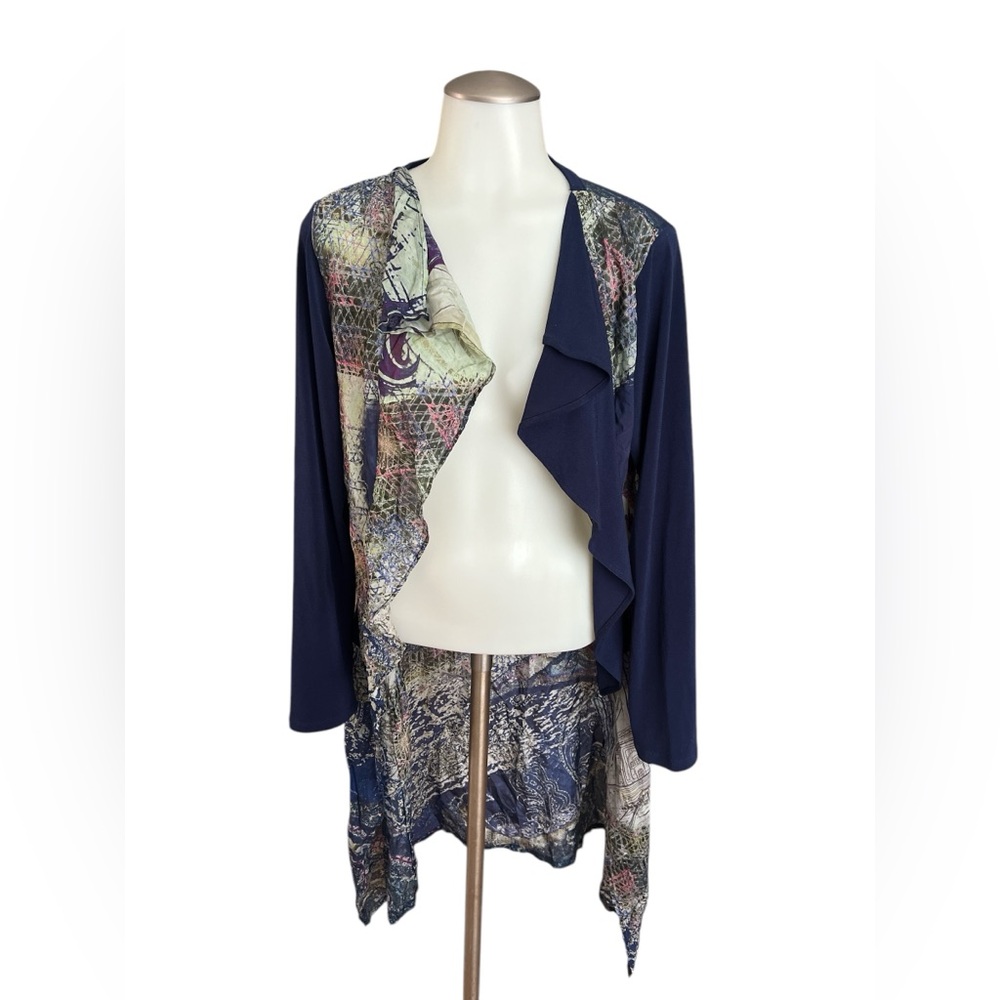 LN Save The Queen top long sleeve cardigan open Size large L designer blouse